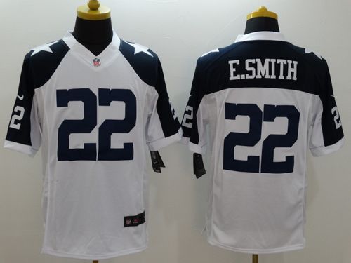 Nike Cowboys #22 Emmitt Smith White Thanksgiving Throwback Men's Stitched NFL Limited Jersey